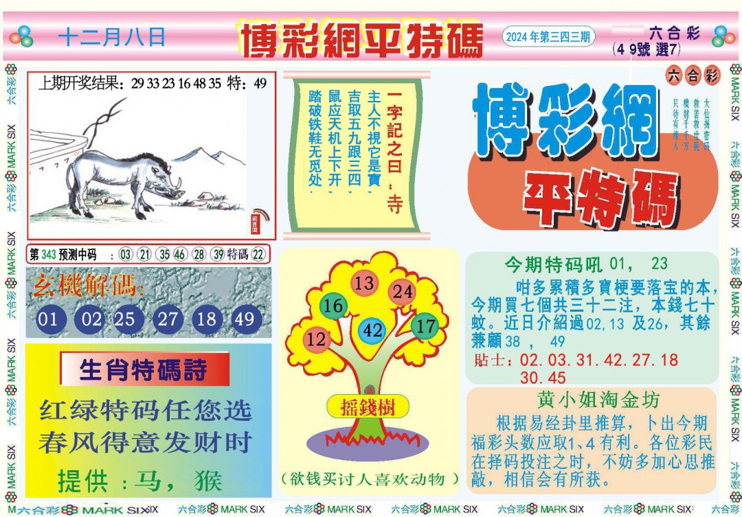 2024343期博彩网平特报