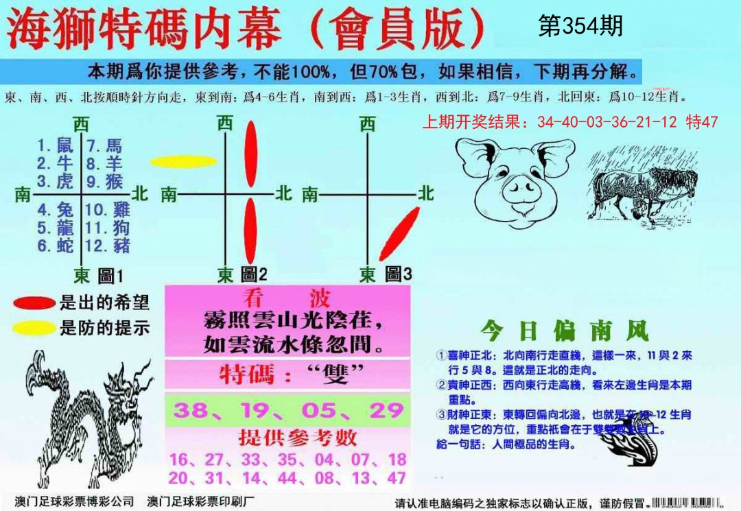 2024354期海狮特码会员报