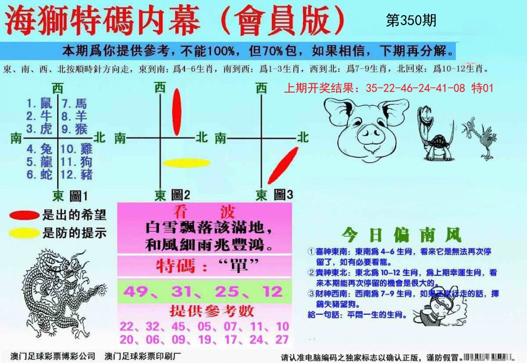 2024350期海狮特码会员报