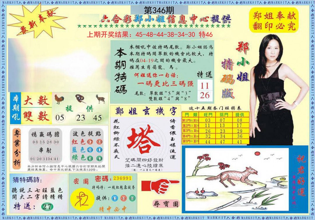 2024346期郑小姐特码报A