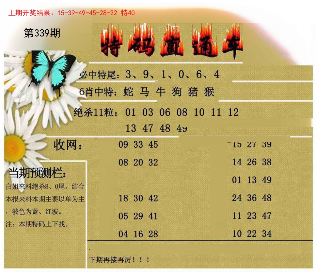 2024339期特码直通车