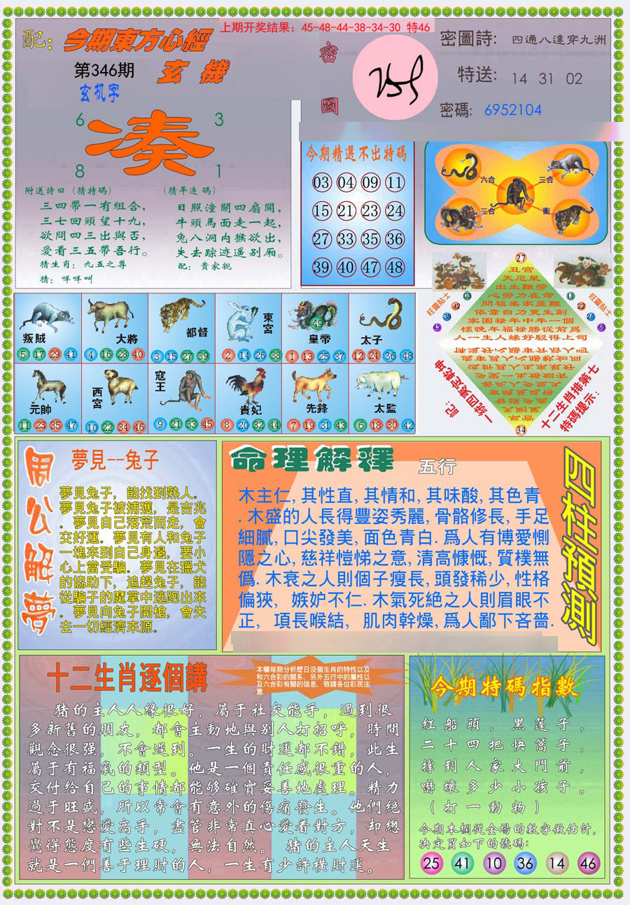 2024346期(新版)东方心经B
