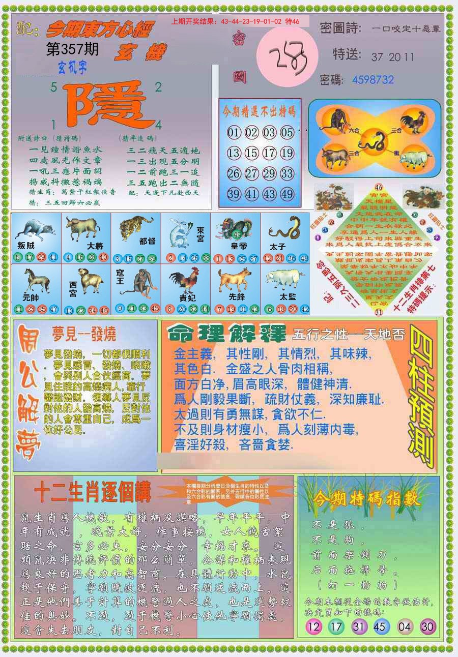 2024357期(新版)东方心经B