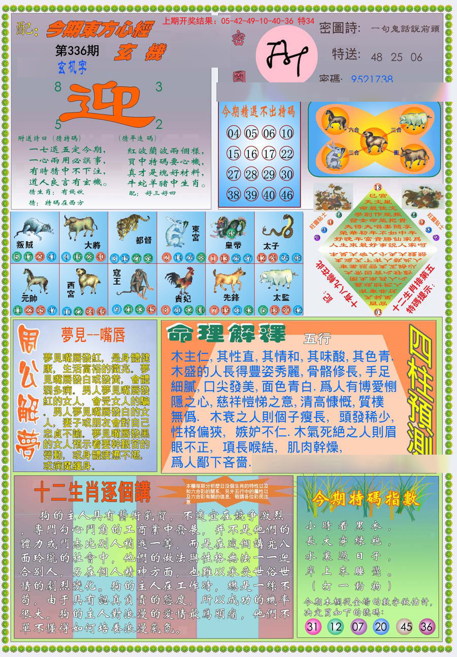 2024336期(新版)东方心经B