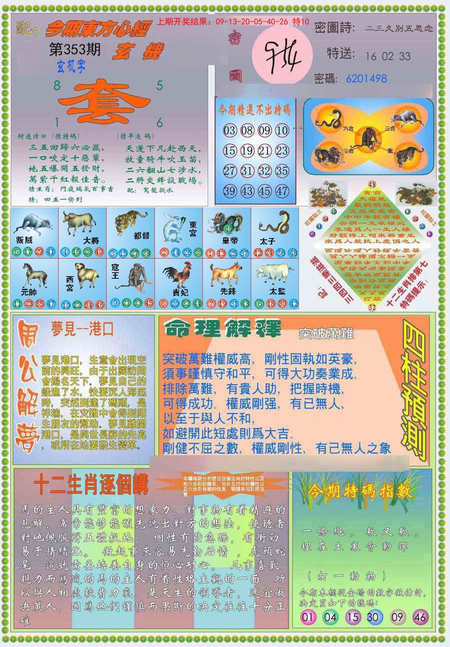 2024353期(新版)东方心经B
