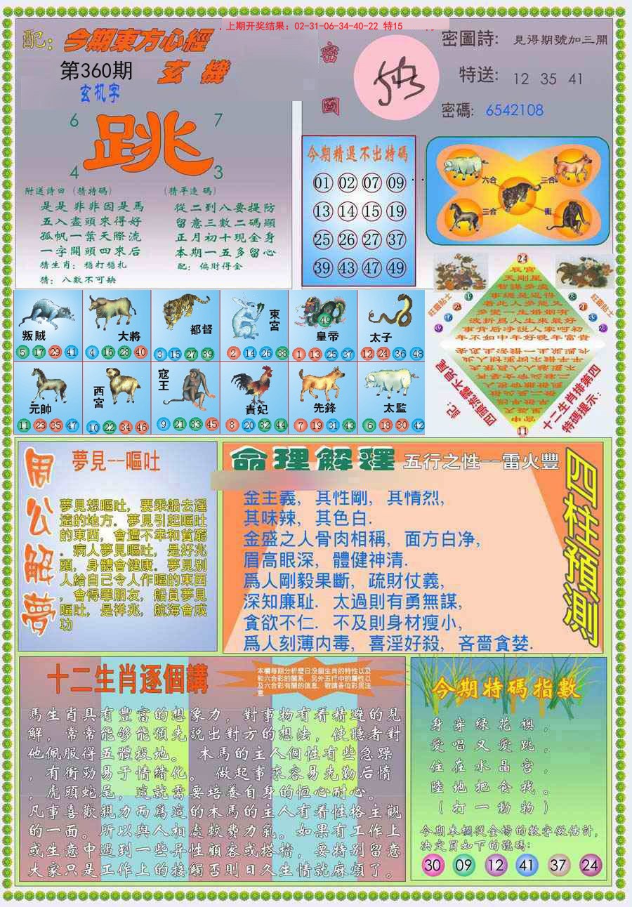 2024360期(新版)东方心经B