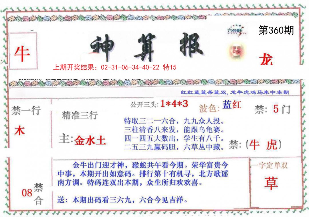 2024360期神算報