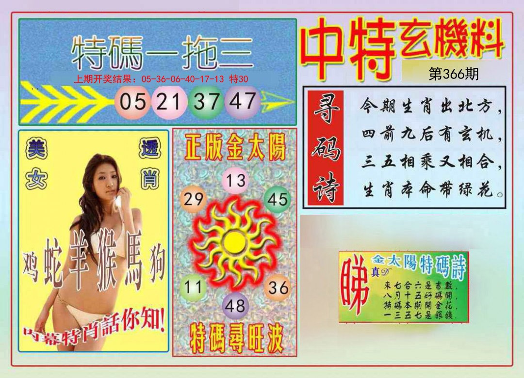 2024366期中特玄机料