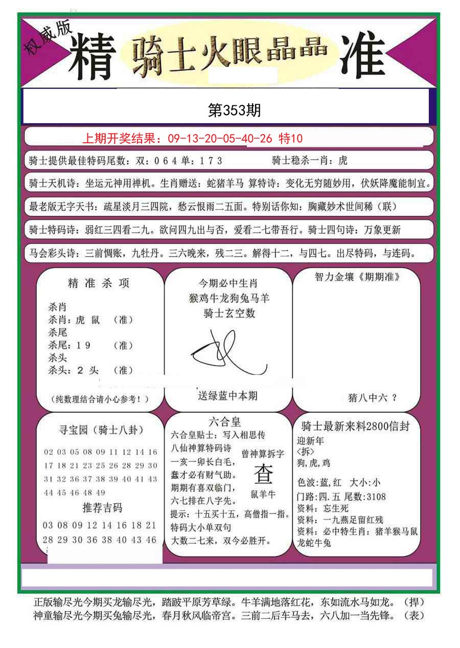 2024353期骑士火眼晶晶（正）