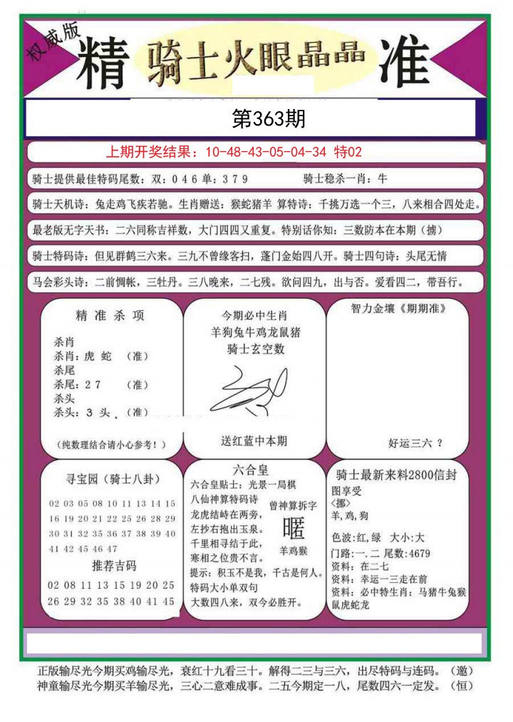 2024363期骑士火眼晶晶（正）