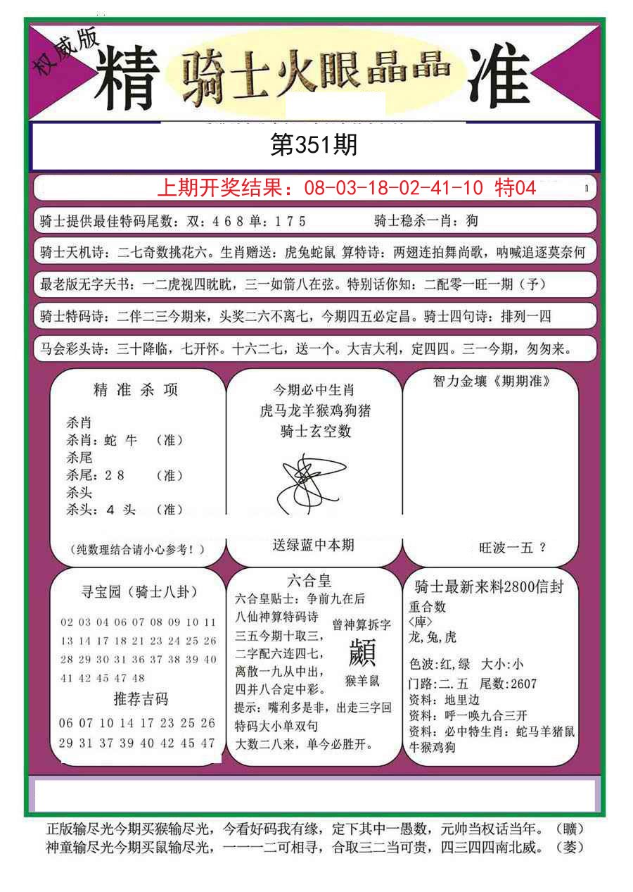 2024351期骑士火眼晶晶（正）