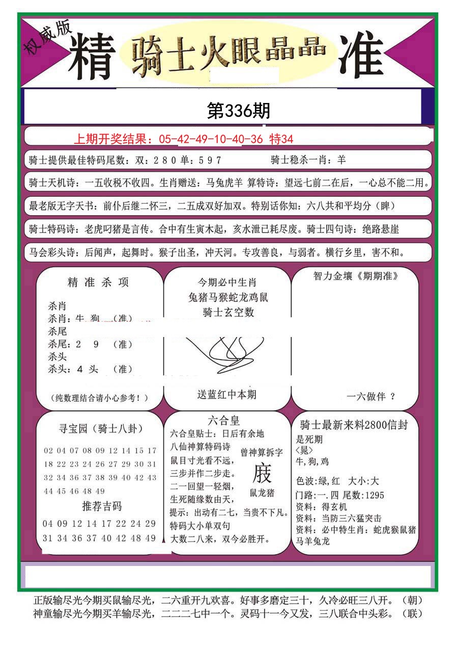 2024336期骑士火眼晶晶（正）