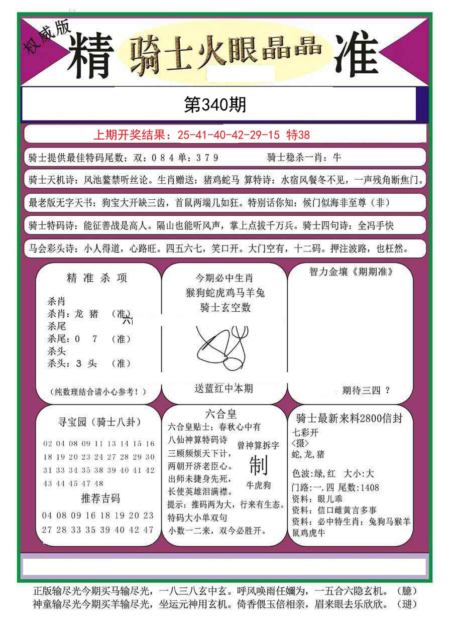 2024340期骑士火眼晶晶（正）