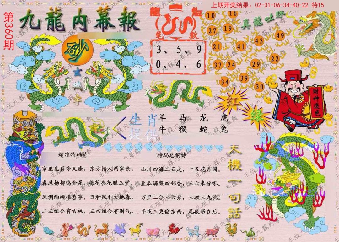 2024360期正版九龙内幕报