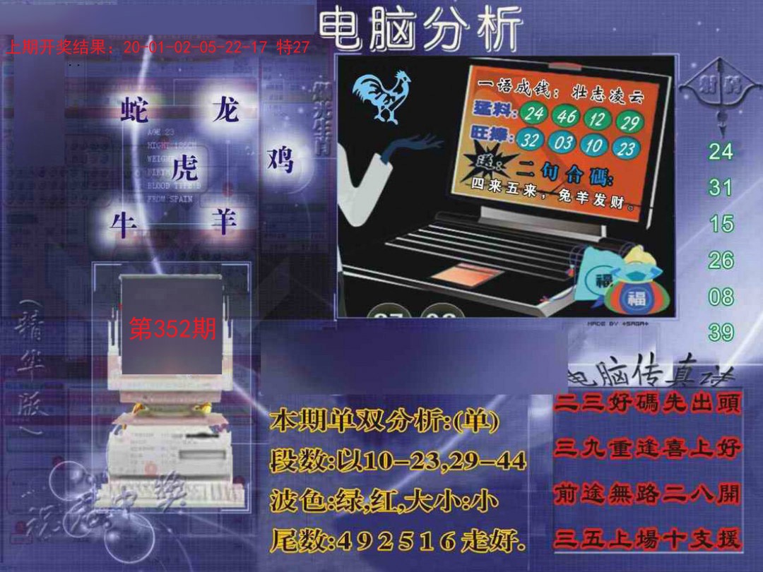 2024352期正版电脑分析贴士報