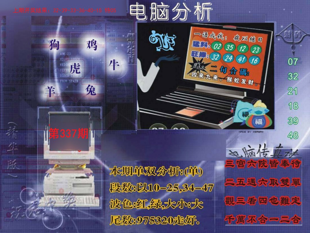 2024337期正版电脑分析贴士報