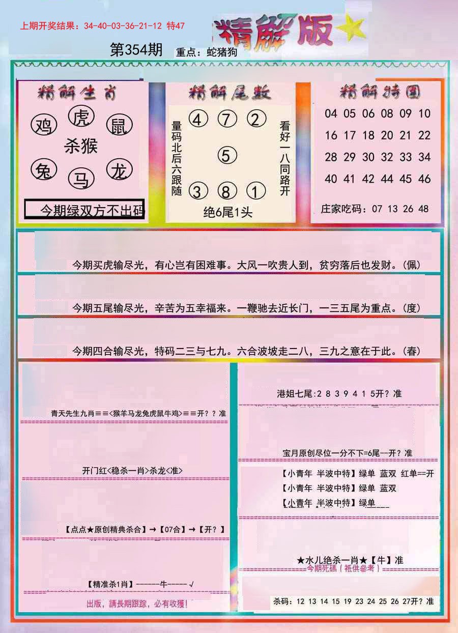 2024354期精解版
