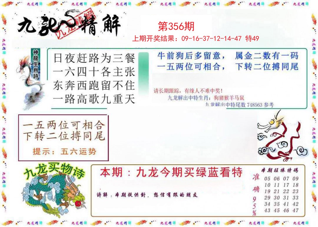 2024356期九龙精解