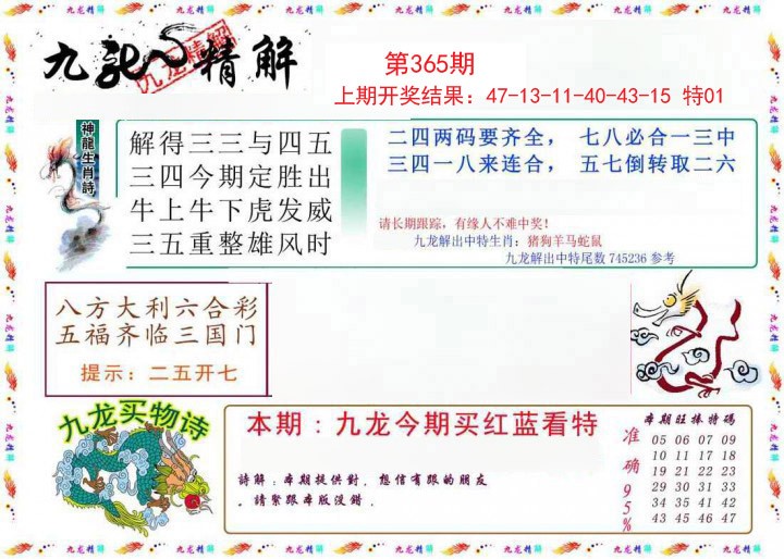 2024365期九龙精解