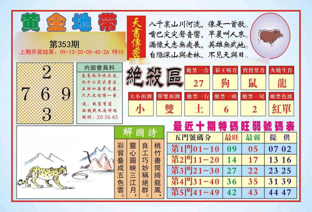2024353期黄金地带