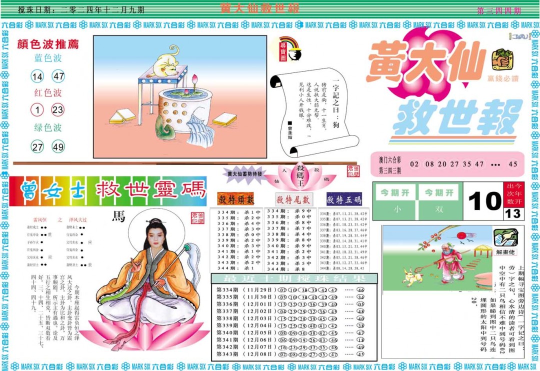 2024344期黄大仙救世A