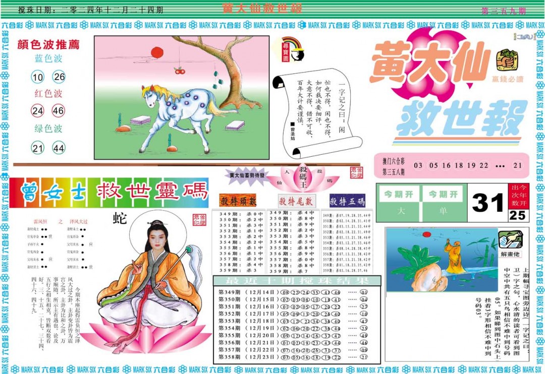 2024359期黄大仙救世A