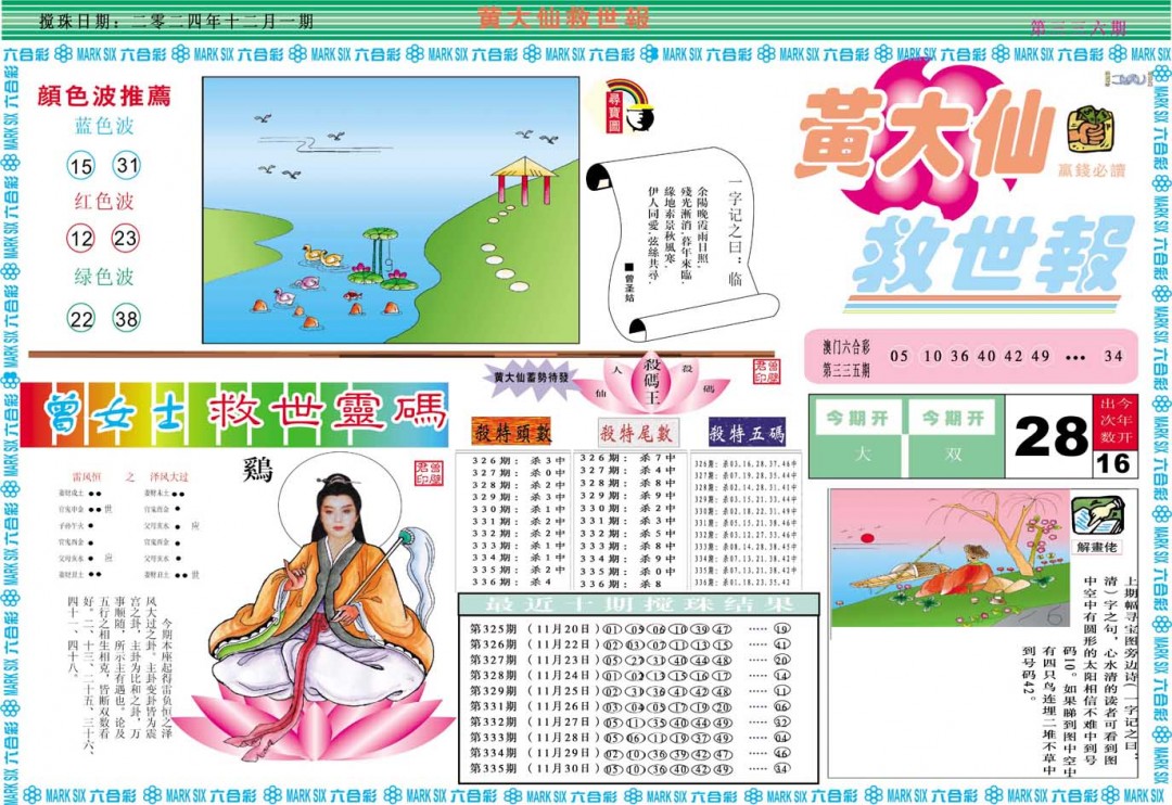 2024336期黄大仙救世A