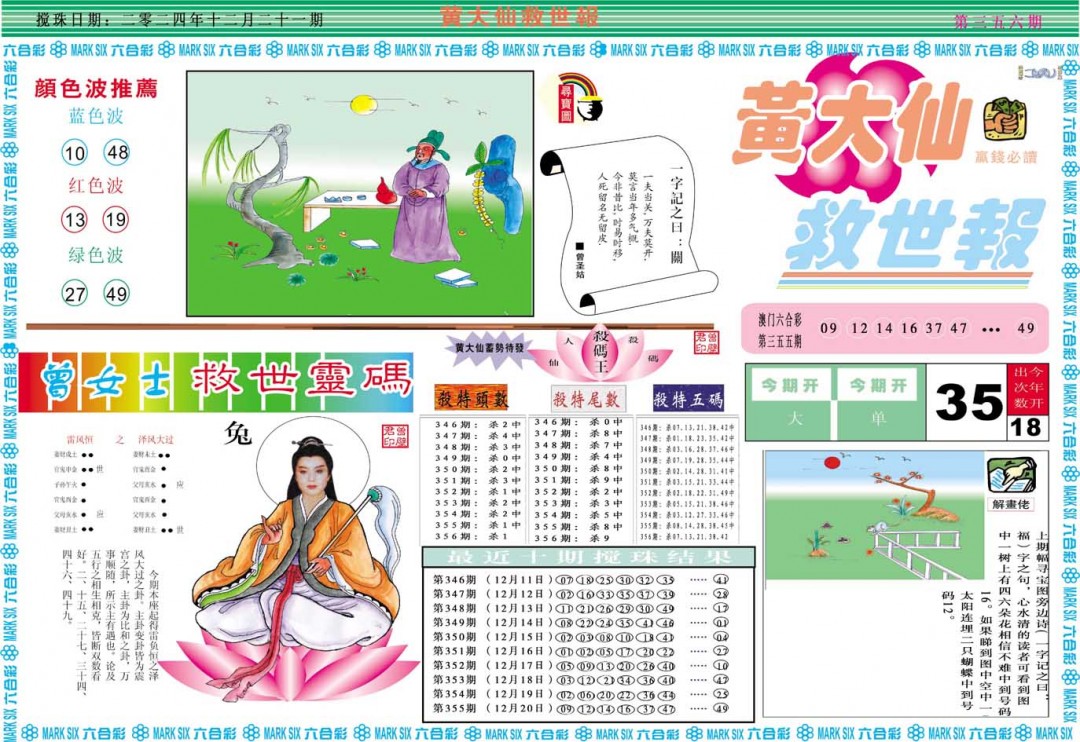 2024356期黄大仙救世A