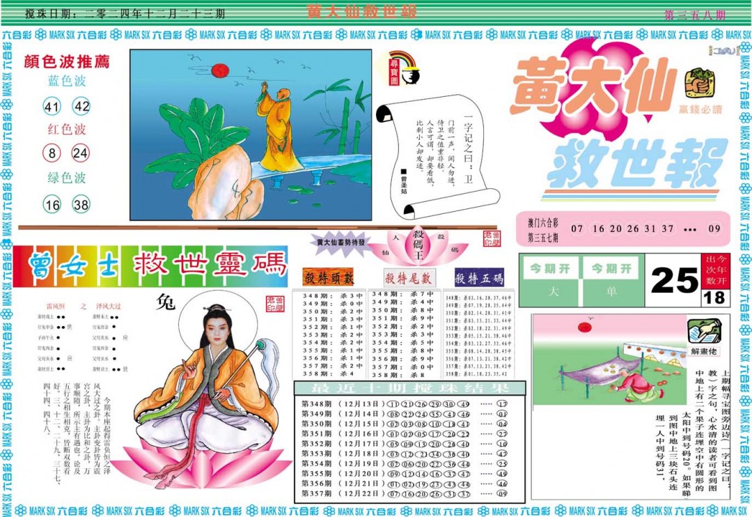 2024358期黄大仙救世A