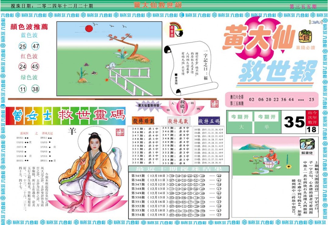 2024355期黄大仙救世A