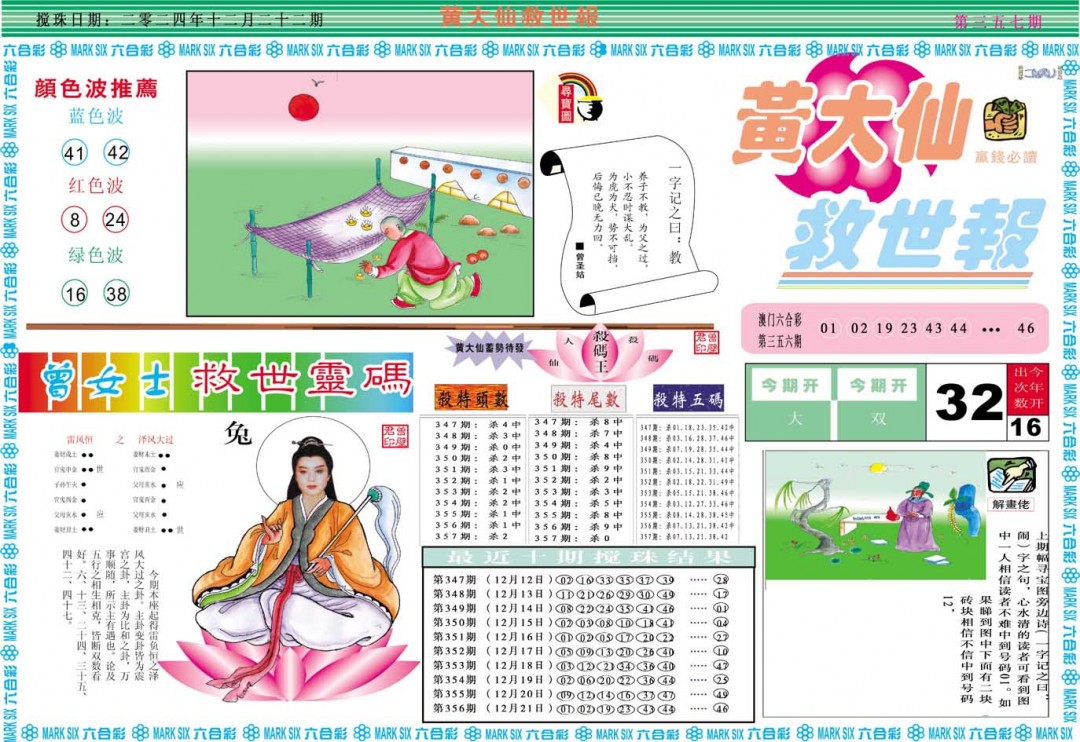2024357期黄大仙救世A