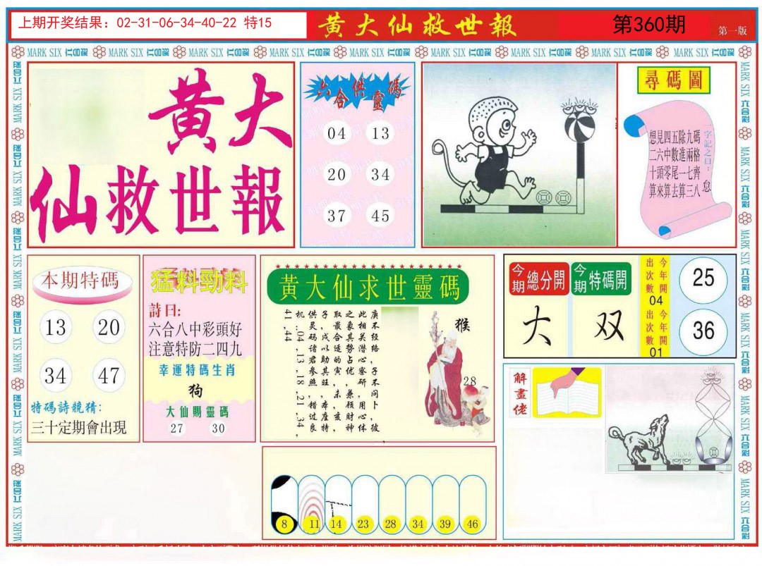 2024360期新黄大仙救世A