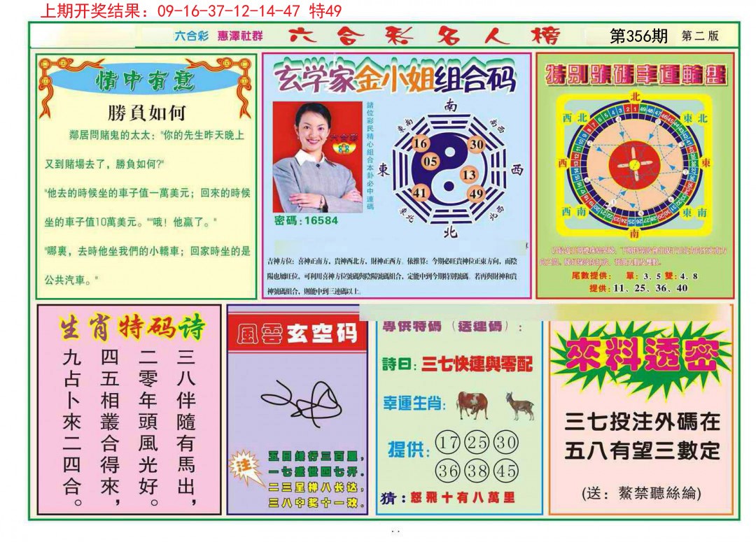 2024356期名人榜B