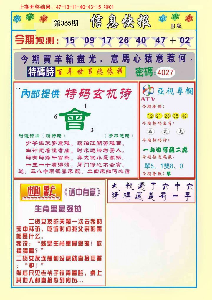 2024365期信息快报B