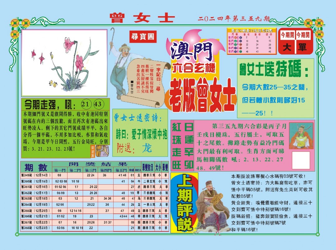 2024359期老版曾女士A