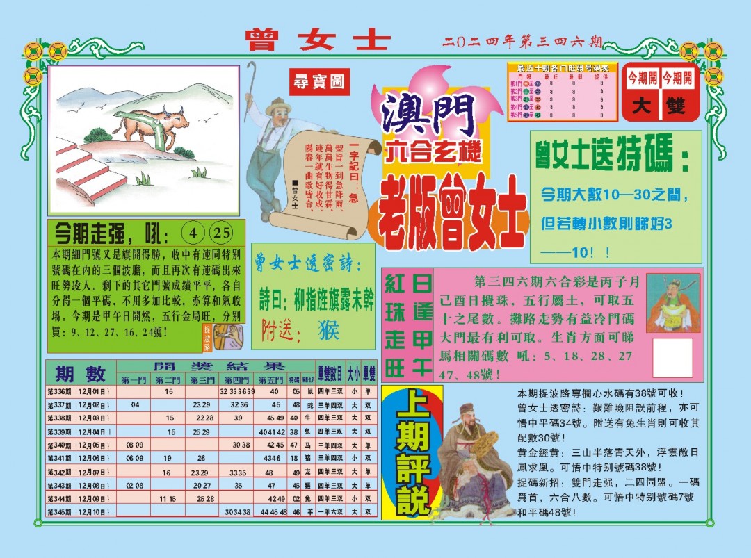 2024346期老版曾女士A