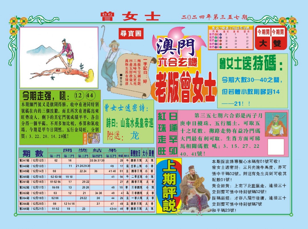 2024357期老版曾女士A
