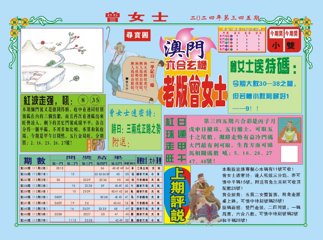 2024345期老版曾女士A