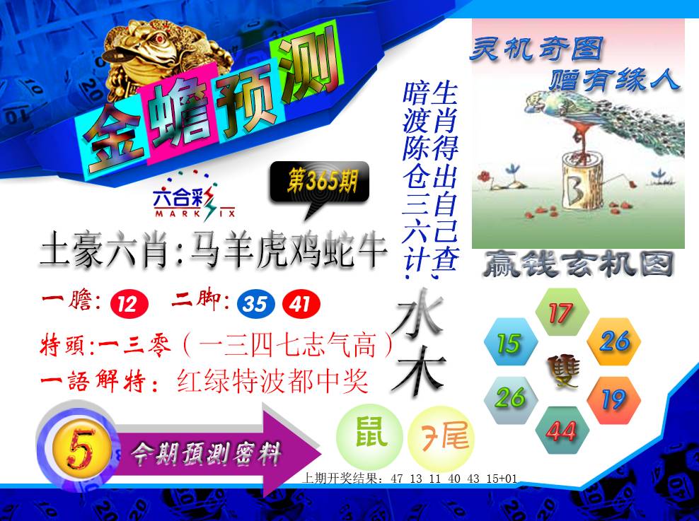 2024365期金蟾预测