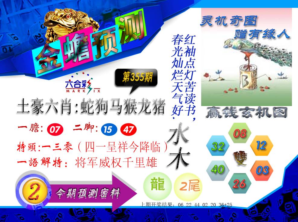 2024355期金蟾预测