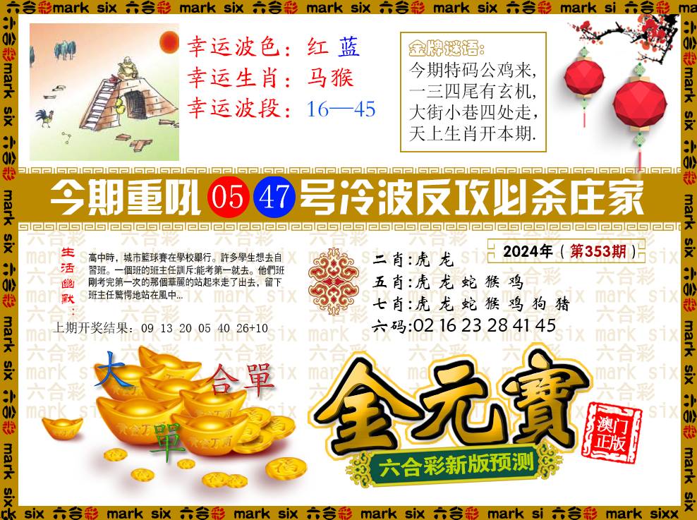 2024353期金元宝