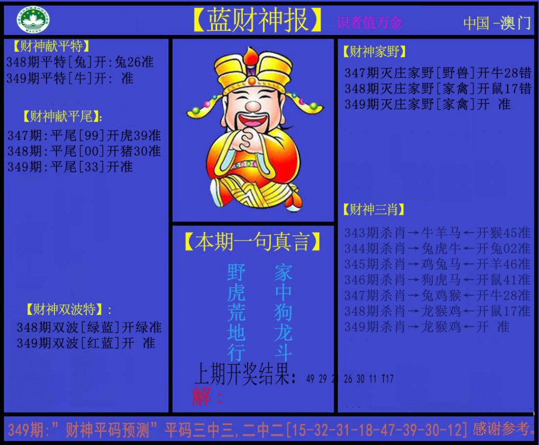 2024349期蓝财神