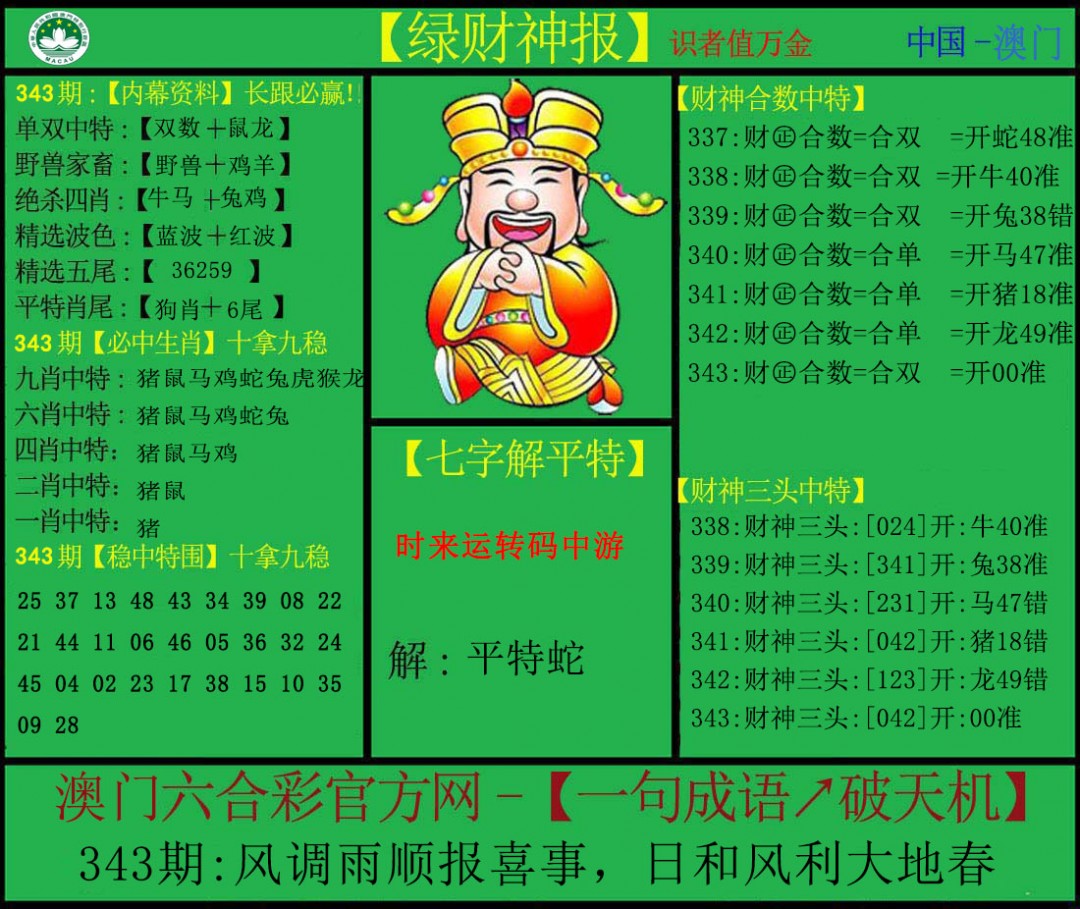 2024343期绿财神