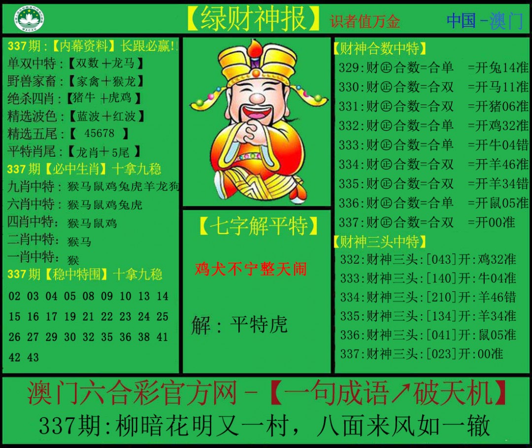 2024337期绿财神