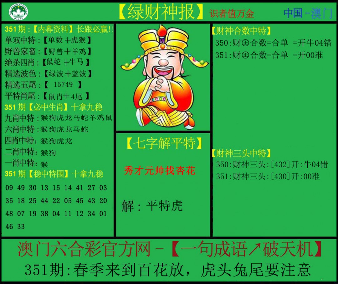 2024351期绿财神