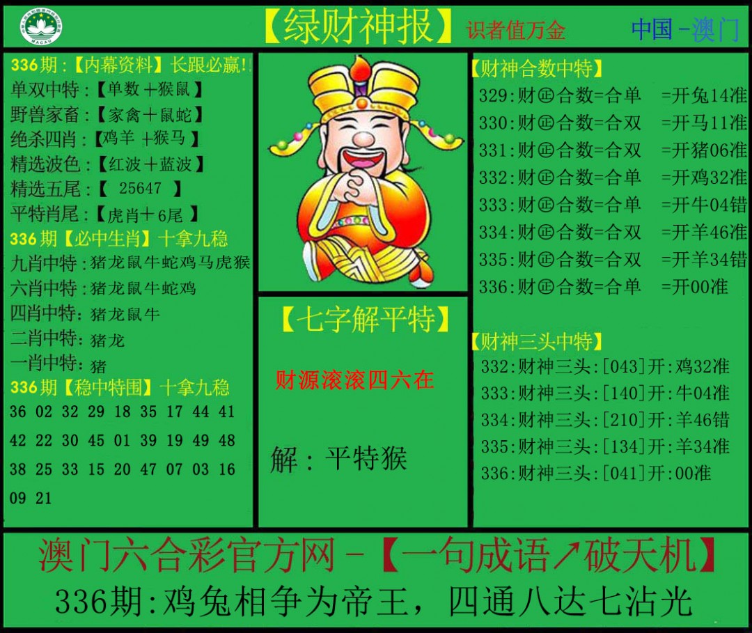 2024336期绿财神