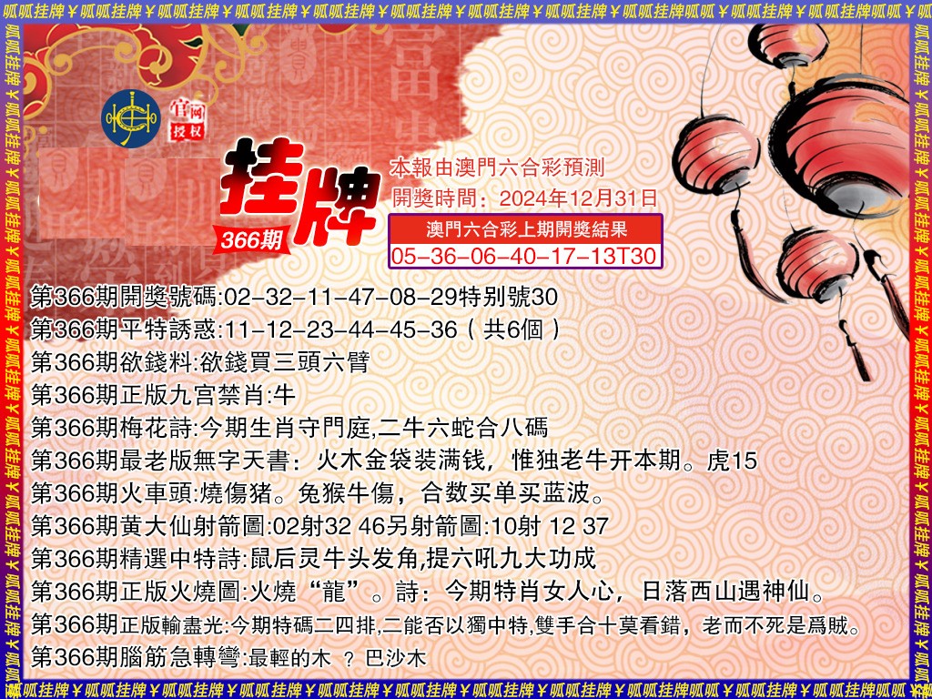 2024366期挂牌3