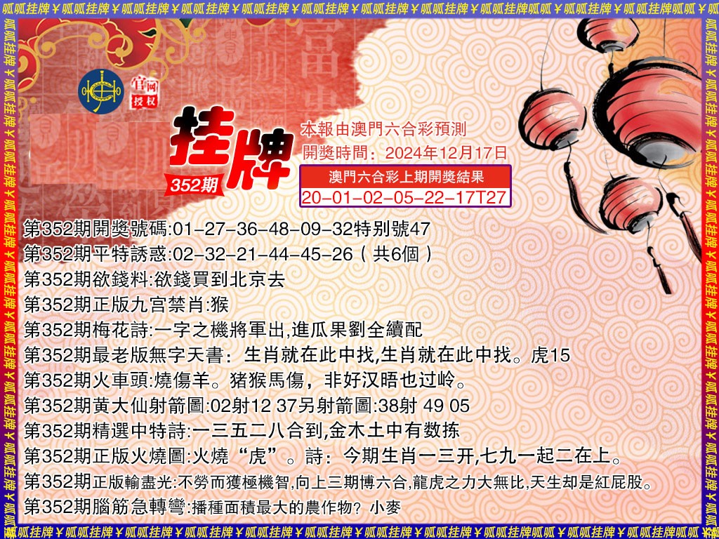2024352期挂牌3