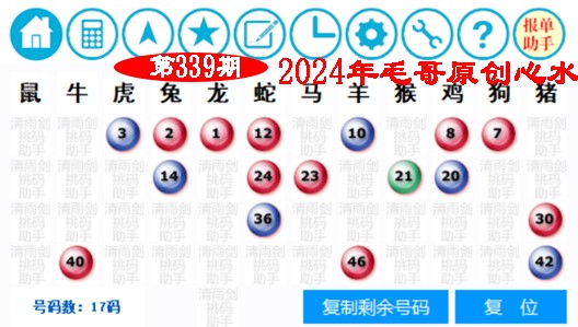 2024339期毛哥心水