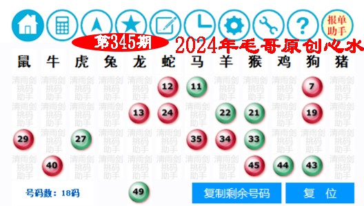 2024345期毛哥心水